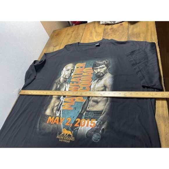 Manny Pacquiao vs. Mayweather Graphic Tee T-Shirt 5XL Big Black MGM 2015 Cotton - Picture 4 of 6